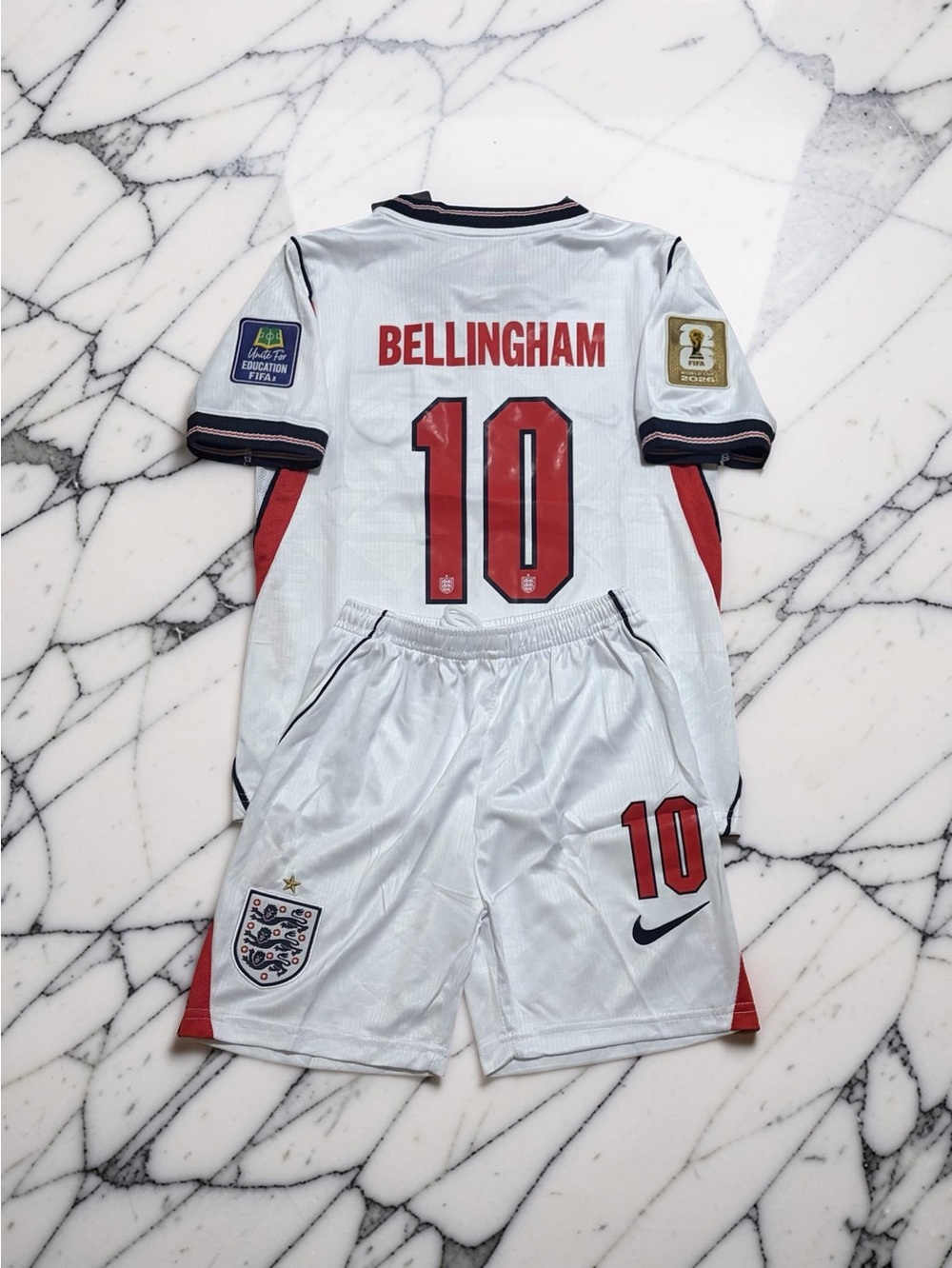 Jude Bellingham England 2026 World Cup Kids Jersey Shorts Kit #10 Home